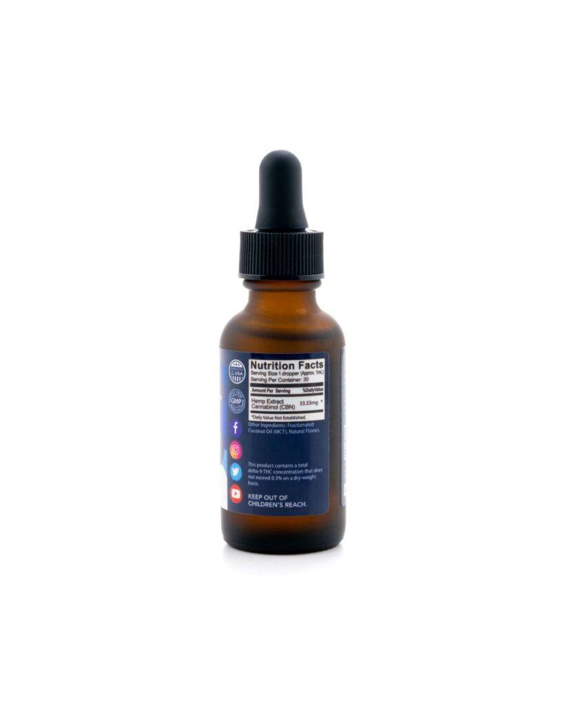 Cloud City CBN Tincture Drops Bottle Nutrition Facts